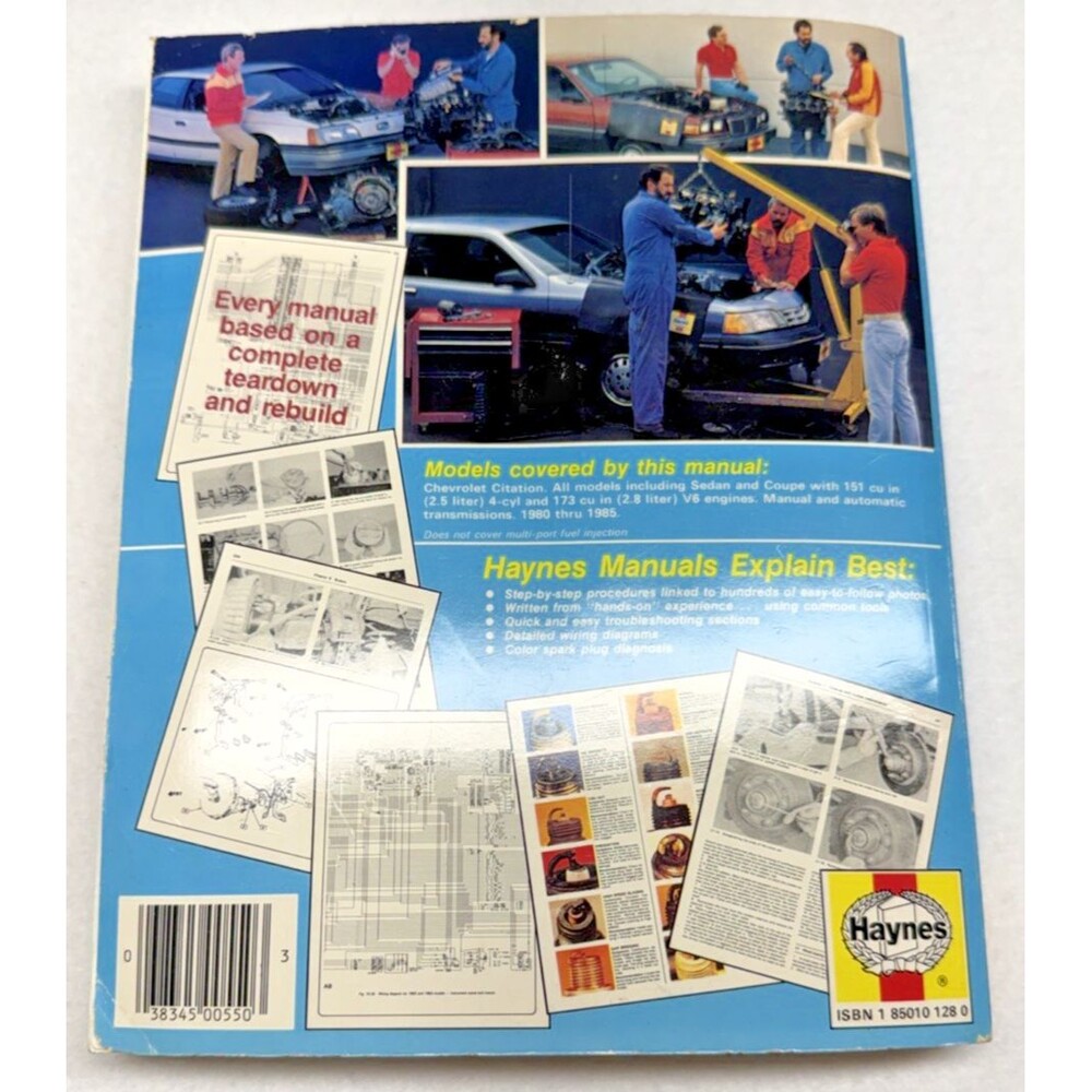 Haynes Chevrolet Citation Repair Manual 550 1980-1985 All Models 2.5L 2.8L - Picture 6 of 7